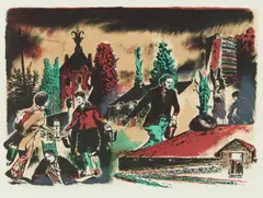 "Guß" by Neo Rauch, 2015, Farbtuschelithografie auf Hahnemühle Alt Worms, sold Oct 2019