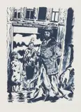 Neo Rauch, "Hofgesellschaft", 2015, Farbtuschelithografie auf Hahnemühle Alt Worms