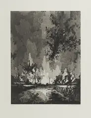 Bahn by David Schnell, 2010, Aquatintaradierung auf Velin, sold Sep 2019