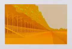 David Schnell, Tribüne, 2000, Farbserigrafie auf leichtem Karton