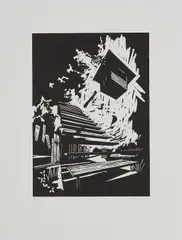 Ohne Titel by David Schnell, 2007, Linolschnitt auf Papier, sold Feb 2020
