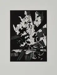 Ohne Titel by David Schnell, 2007, Linoldruck auf Bütten, sold Mar 2021