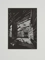 Ohne Titel by David Schnell, 2007, Linolschnitt auf Papier, sold Feb 2020