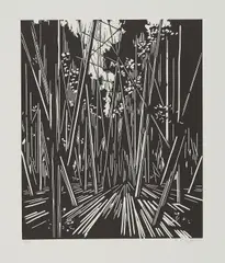 Stangen im Mai by David Schnell, 2009, Linolschnitt auf Velin, sold Mar 2021