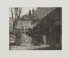 Stadtgottesacker zu Halle by Michael Triegel, 1995, Radierung auf Velin, sold Mar 2021