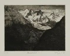 "Oberaletsch" by Michael Triegel, 1999, Strichätzung, Reservage und Aquatinta auf Hahnemühle (Wasserzeichen), sold Mar 2021