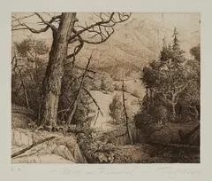 Michael Triegel, "Blick ins Rhônetal", 2014, Farbradierung auf Bütten