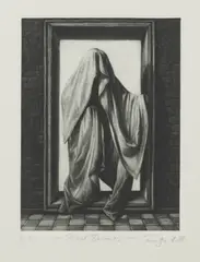 "Perser Dareios" by Michael Triegel, 2008, Mezzotinto auf Hahnemühle (Wasserzeichen), sold Sep 2019