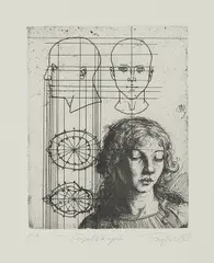 Michael Triegel, "Engelskopf", 1993, Radierung auf Velin