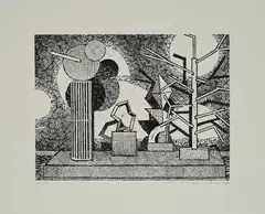 Matthias Weischer, Ohne Titel, 2007, Linoldruck auf Bütten