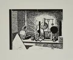 Matthias Weischer, Ohne Titel, 2007, Linoldruck auf Bütten