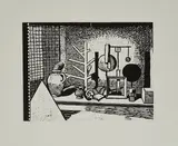 Ohne Titel by Matthias Weischer, 2007, Linoldruck auf Bütten, sold Mar 2021