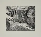 Ohne Titel by Matthias Weischer, 2007, Linoldruck auf Bütten, sold Mar 2021