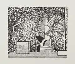 Matthias Weischer, Ohne Titel, 2008, Linolschnitt auf Bütten