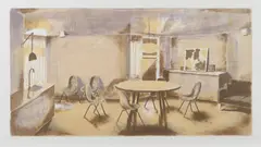 Matthias Weischer, "Küche", 2016, Farblithografie auf Velin