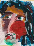 Jula Dech, Ohne Titel (Porträt), 2000, Öl auf Papier und Kreppband