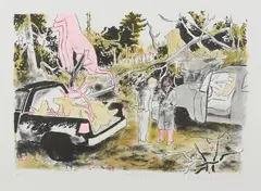 "Wildhandel" by Tilo Baumgartel, 2016, Handkolorierte Lithografie auf Velin, sold Sep 2019