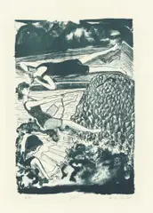 "Gischt" by Rosa Loy, 2018, Lithografie auf Bütten, sold Oct 2019