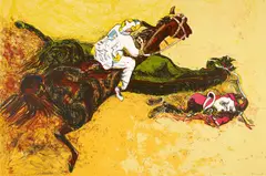 Norbert Tadeusz, Pferderennen, 1997, Farblithographie auf Bütten