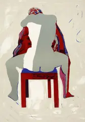 Sitzende by Norbert Tadeusz, 1997, Farblithografie auf Papier, sold Oct 2020