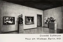 Marcel van Eeden, Oswald Sollman, Haus am Waldsee 1951, 2010, Nerostift auf Fabriano (Trockenstempel)