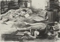 Ohne Titel by Tilo Baumgartel, 2011, Kohle auf Papier, sold Jan 2020
