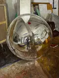 James Lloyd, "Studio Reflection", 2016, Öl auf Leinwand