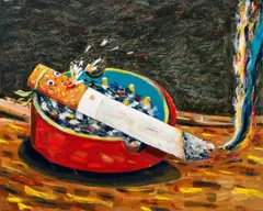 Moritz Schleime, "Chief of Cigarettes", 2016, Öl auf Leinwand