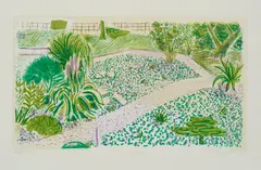 "Pfad" by Matthias Weischer, 2011, Farblithografie auf Hahnemühle (Wasserzeichen), sold Feb 2020