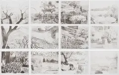Matthias Weischer, "Der Garten", 2007, Zinkografie auf Bütten