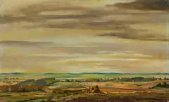 Eberhard Viegener, "Herbstliche Ebene", 1945, Öl auf Sperrholz