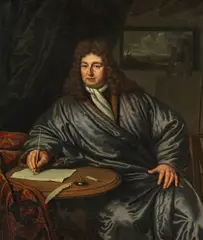 Michiel van Musscher, Künstler am Zeichentisch im Atelier, Öl auf Leinwand