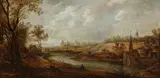 Frans de Momper, Flusslandschaft mit Kloster, Öl auf Holz