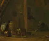 Cornelis Saftleven, Holländisches Bauerninterieur, Öl auf Holz