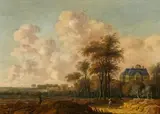 Jacob van der Croos, Landschaft mit Blick auf Huis Ten Bosch<br />, Öl auf Holz