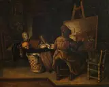 Leidener Schule, Maler im Atelier, Öl auf Holz