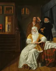 Der Besuch des Arztes by Samuel van Hoogstraten, Öl auf Leinwand, sold May 2020