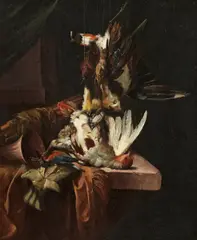 Jagdstilleben mit Vogelbeute<br /> by William Gowe Fergusson, Öl auf Leinwand, sold May 2020
