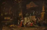 Rombout van Troyen, König Ahas opfert seinen Sohn dem Moloch, Öl auf Holz