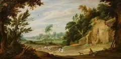 Alexander Keirincx, Landschaft mit Hirten vor einem Bauernhaus, Öl auf Holz