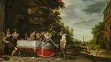 Adam van Breen, Gesellschaft auf einer Terrasse, Öl auf Holz