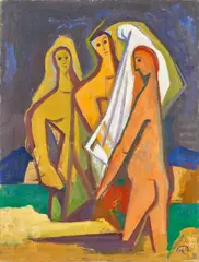 "Badende" by Karl Hofer, 1952, Öl auf Leinwand, sold Nov 2023