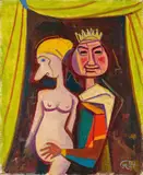 Karl Hofer, "König mit Mädchen", 1954, Öl auf Leinwand