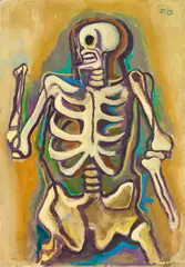 Das Skelett by Karl Hofer, 1953, Öl auf Leinwand, sold Jun 2023