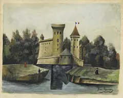 Henri Rousseau, Paysage avec château, Gouache auf Velin