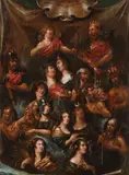 Flemish School, A Gathering of Greek Deities with Attributes, Oil on wood panel