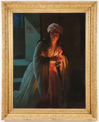Luigi Crosio, Turkish Woman with Lamp, Oil on canvas