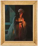 Luigi Crosio, Turkish Woman with Lamp, Oil on canvas