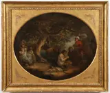 George Morland, Travelers Resting in a Wooded Landscape, Oil on canvas