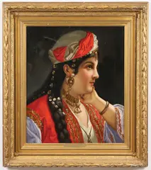 Portrait of an Ottoman Woman by Dominico Tojetti, Oil on canvas, sold Aug 2026